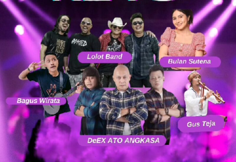 DeEX feat. Ato Angkasa Sepanggung dengan Bulan Sutena dan Lolot Band di HUT Bhayangkara Ke-78 Bali (Ist)