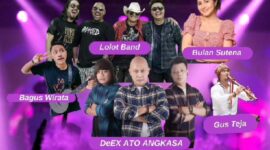 DeEX feat. Ato Angkasa Sepanggung dengan Bulan Sutena dan Lolot Band di HUT Bhayangkara Ke-78 Bali (Ist)