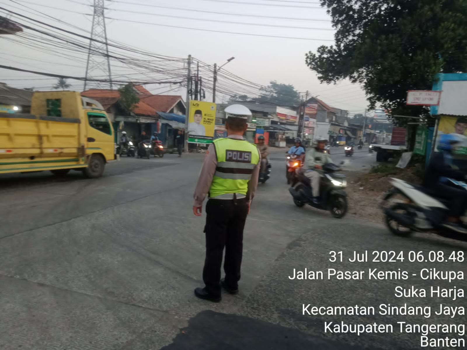 Strong Point pagi, Unit Lantas Polsek Pasar Kemis Polresta Tangerang Gatur Lalon Pagi