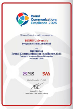 Brand Communication BINUS University Raih Penghargaan Indonesia Brand Communication Excellence 2025
