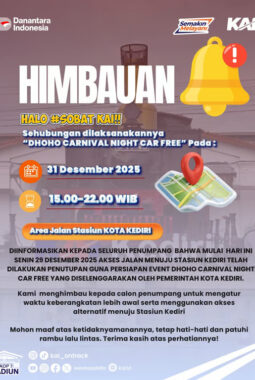 Hindari Macet Malam Pergantian Tahun, Penumpang KA dari Kediri Diminta Datang Lebih Awal