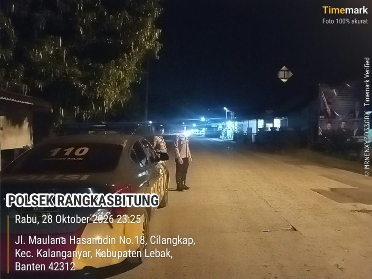 KSPK Polsek Rangkasbitung Giat Patroli Dini Hari di Jalan Sultan Hasanudin Cilangkap, Antisipasi Kejahatan Jalanan